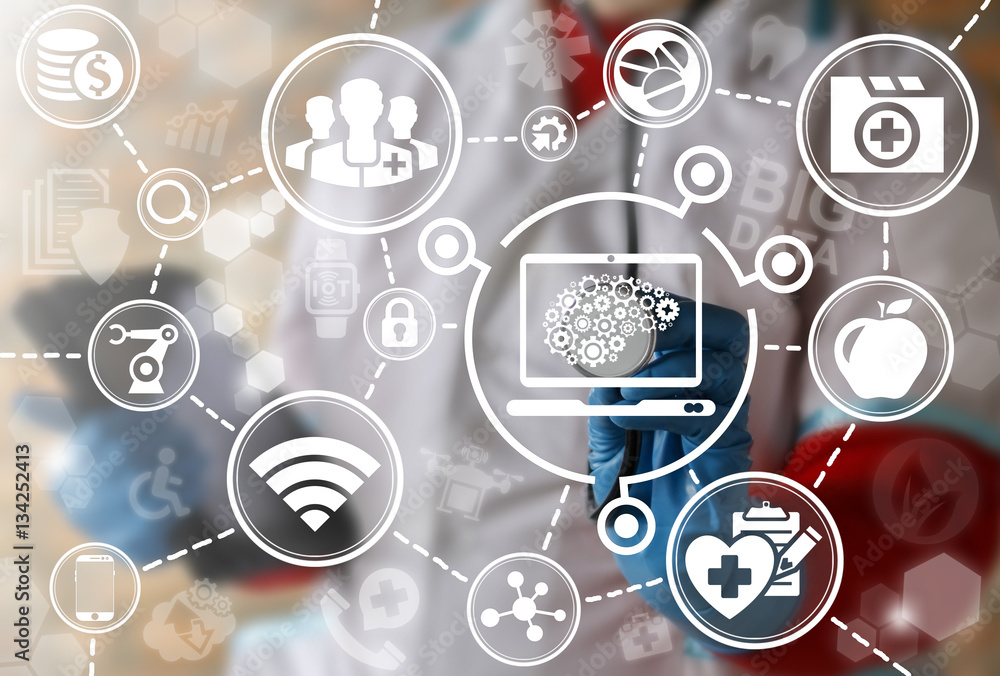 Poster health care computing iot integration modernization laptop brain medicine automation mobile computer