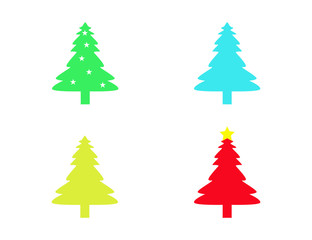 Vector set of colorful decoration christmas trees icons