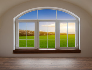 Fototapeta premium view from the window of an empty room