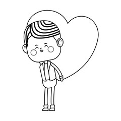 kawaii boy with heart icon over white background. vector illustration