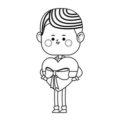 kawaii boy with heart icon over white background. vector illustration
