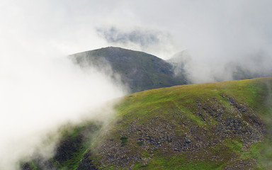 Foggy Carpathian mountains