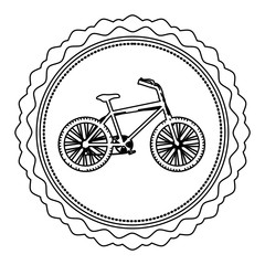 Fototapeta premium monochrome silhouette of bicycle in round frame vector illustration