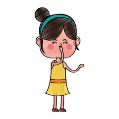 kawaii girl icon over white background. colorful design. vector illustration