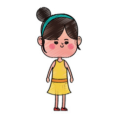 kawaii girl icon over white background. colorful design. vector illustration