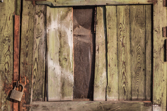 weathered, green, old, scratched wooden surface