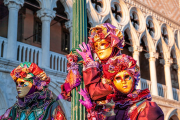 Beautiful carnival mask on San Marco square in Venice, Italy
