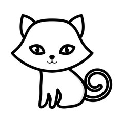 kitten sitting adorable outline vector illustration eps 10