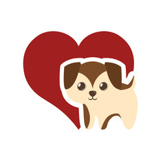 puppy adorable pedigree red heart vector illustration eps 10