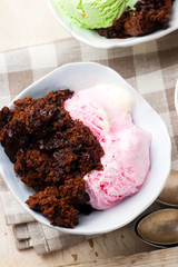 Hot Fudge Pudding Cake with ice cream