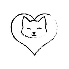 cat clossed eyes feline love sketch vector illustration eps 10