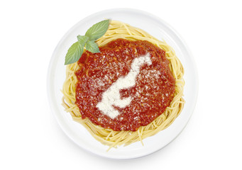 Dish of pasta with parmesan cheese shaped as Monaco.(series)