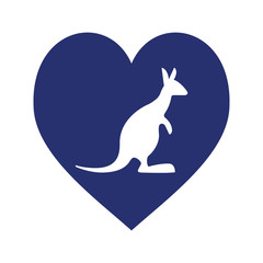 blue heart with australia kangaroo vector illustration eps 10
