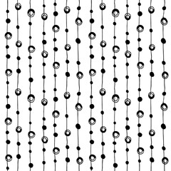 Abstract black and white hand drawn seamless pattern. Polka dot and lines. Doodle sketch vector illustration - 134258250