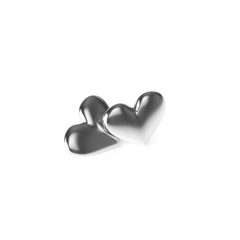 Two Silver Heart on white background. 3D Rendering
