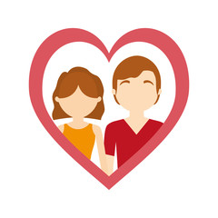 couple love frame heart affection vector illustration eps 10