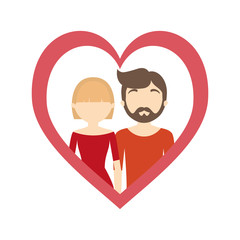 Obraz na płótnie Canvas couple love frame heart romantic cheerful vector illustration eps 10