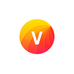 Abstract flat circle V logo letter symbol sign company icon vect