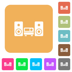 Obraz premium Stereo system rounded square flat icons