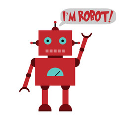 Vector illustration of a toy Robot and text I'M ROBOT!