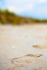 Fototapeta na wymiar Footprint in the sand
