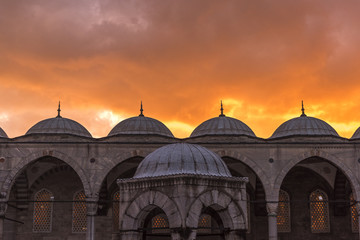 Blue Mosque in Istanbul at sunset, Turkey 2016