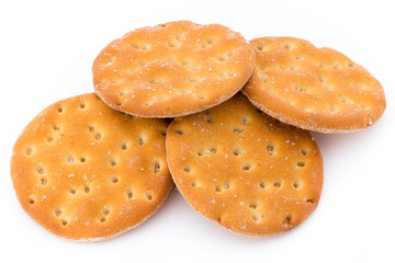 Short pastry cookies isolated on white background.
