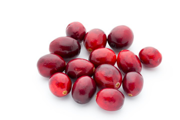 Cranberries top view. Red, ripe cranberries macro view.