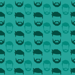 Hairstyle beard seamless pattern vector.