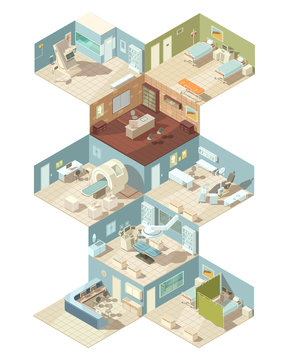 Hospital Indoors Isometric Design Concept