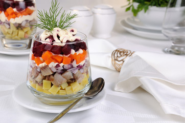 Salad of herring with vegetables