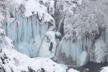 Fototapeta na wymiar National park Plitvice lakes in winter, Croatia