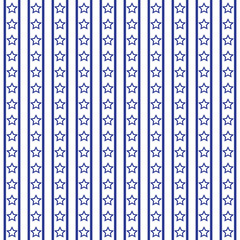 Stars and stripes. Navy blue on white. Seamless vector pattern