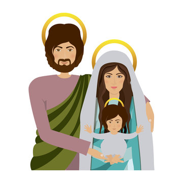 half body picture of sacred family vector illustration