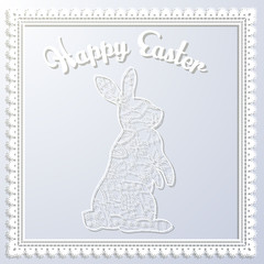 Happy Esater paper card with rabbit