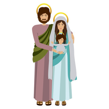 picture of sacred family standing vector illustration