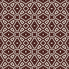 Fototapeta premium Outline ethnic abstract background. Seamless pattern with symmetric geometric ornament. Vector illustration