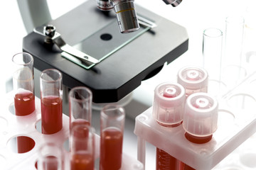 Medical equipment blood test in laboratory no one