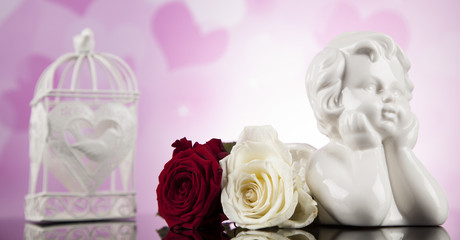 Angel, Happy Valentine's Day, mirror background