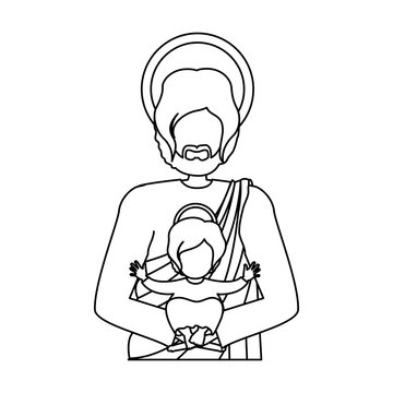 saint joseph holding baby jesus outline clip art preview