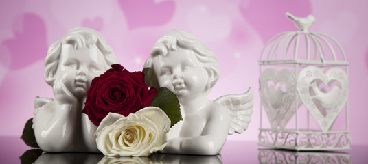 Angel, Happy Valentine's Day, mirror background