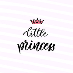 Modern vector calligraphy. Little Princess. Handwritten phrase. Kids t-shirt design