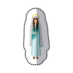 sticker figure human of saint virgin maria vector illustration