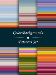 Horizontal colorful stripes abstract background, stretched pixels effect, seamless patterns, set.