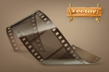 Old film strip with transparency, 3d vector icon