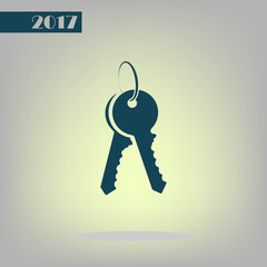 Flat paper cut style icon of an old key