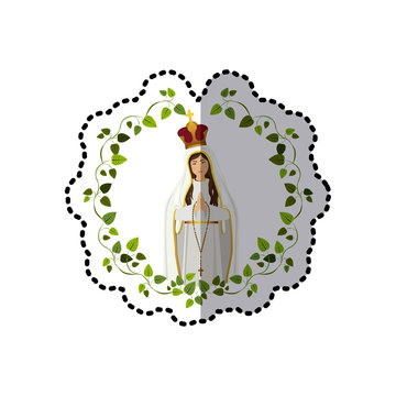 sticker arch of leaves with saint virgin coronated