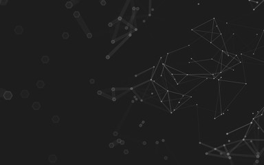 Abstract polygonal space low poly dark background, 3d rendering