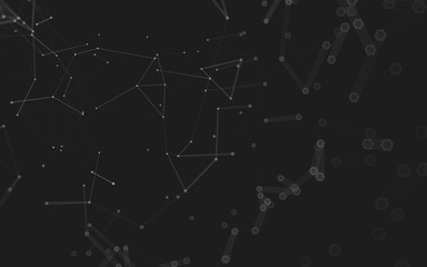 Abstract polygonal space low poly dark background, 3d rendering