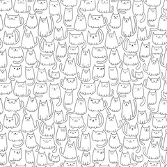 Seamless vector pattern with cute cats